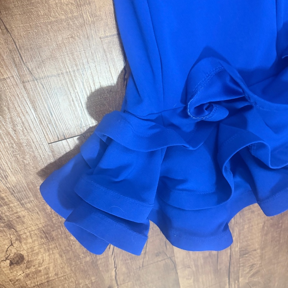 BEBE Royal Blue Ruffle Hem Midi Dress | Size Small - Picture 5 of 6